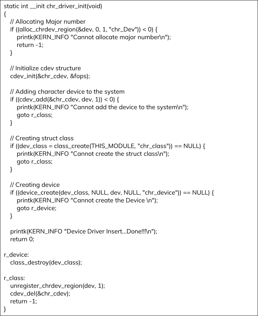 Initialization function Linux