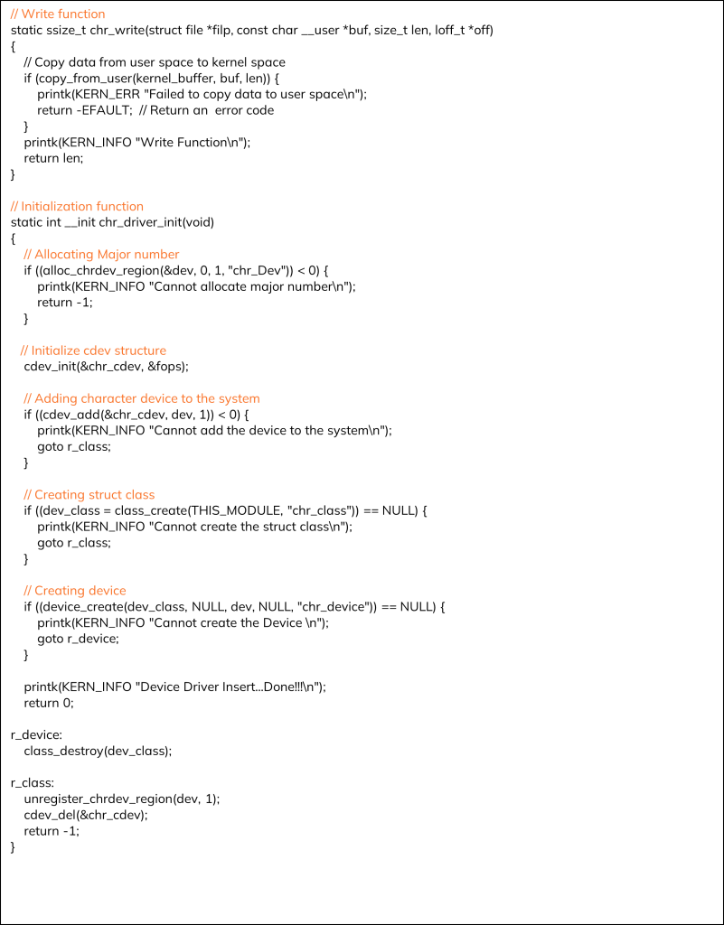 Linux Character Device Driver – Code Implementation