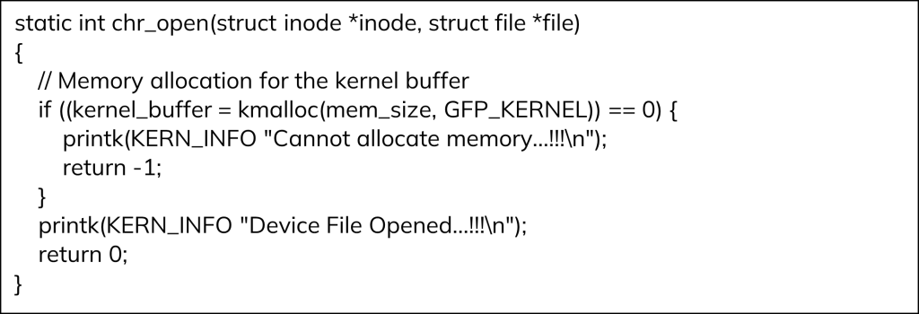 Open function Linux
