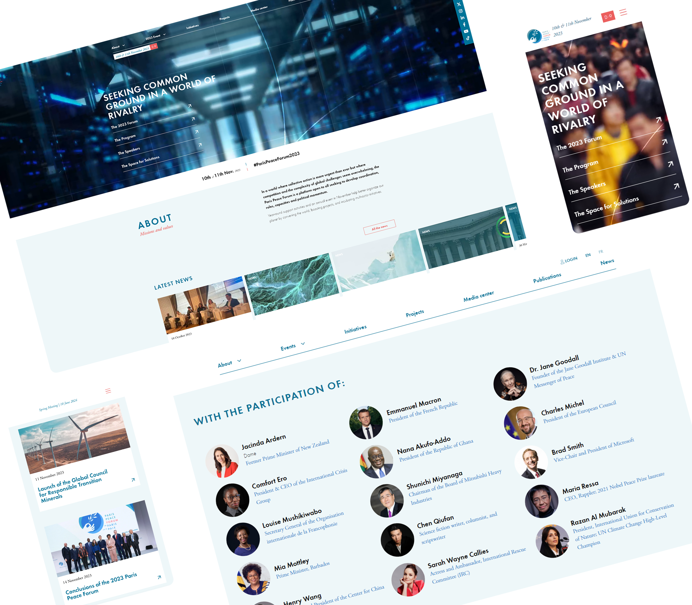Web and CMS Mockups of the website development for Paris Peace Forum 2023
