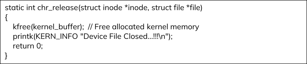Release function Linux