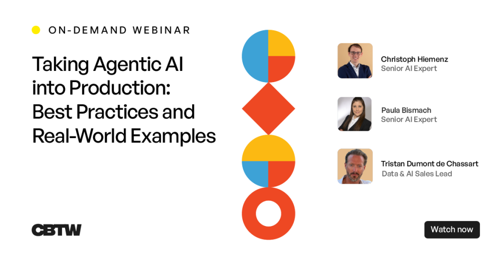 Banner for a Webinar on-demand about taking agentic-AI into production