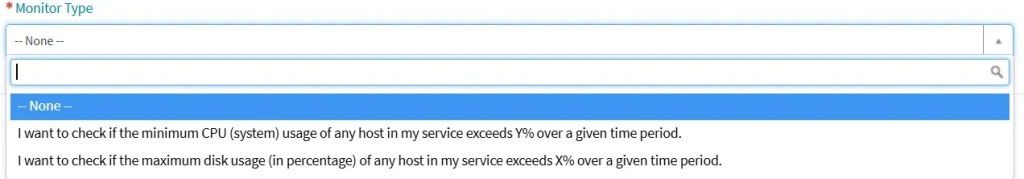 Datadog monitor request form showing CPU thresholds and interval configuration fields
