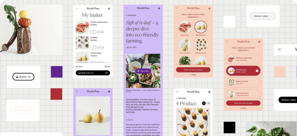 Audit your design elements by colleting existing interactions, components, colors, etc.