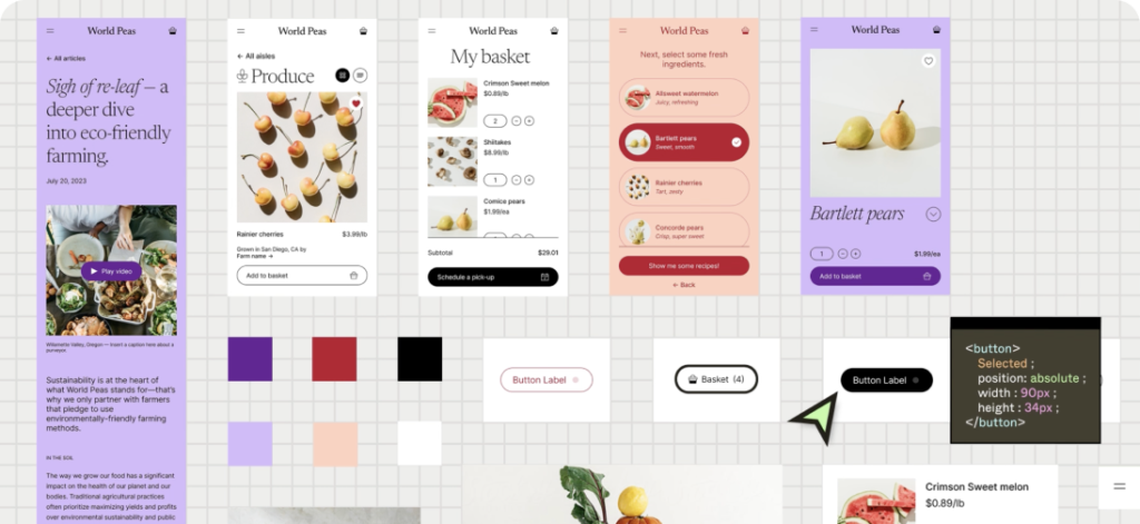 Identify opportunities for a design system from the arranged view of your elements.